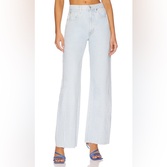 SLVRLAKE Grace Twisted Beam Hard Luck Color Wide Leg Raw Hem Womens 28